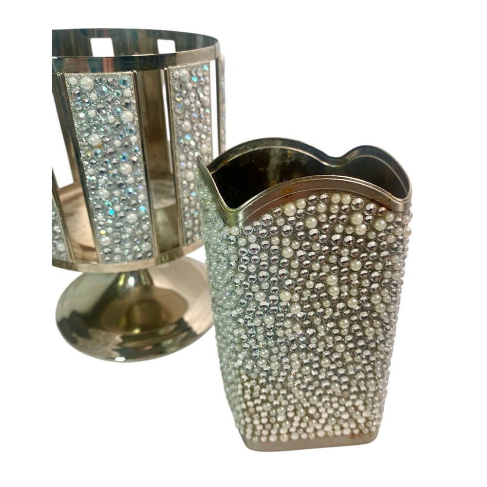 2 Bath & Body Works Tossed Gems Soap Holder Silver and 3 Wick Candle Holder - Picture 7 of 12